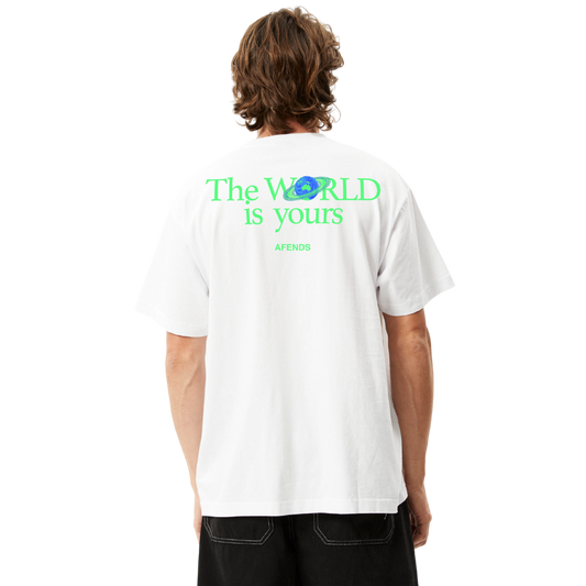 The World Is Yours Recycled Retro Fit Tee - White