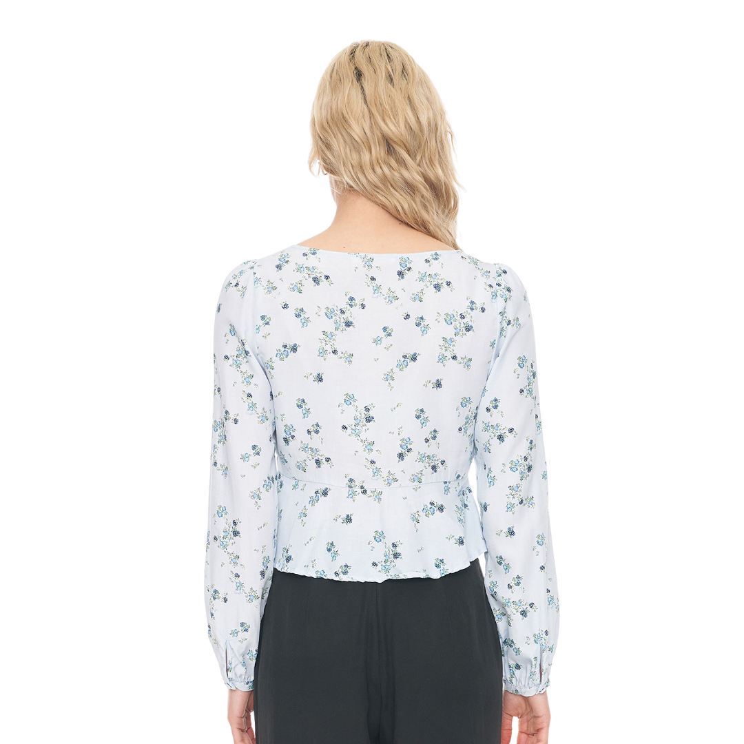 Lalisa Cleo L/S Top - Blue Floral