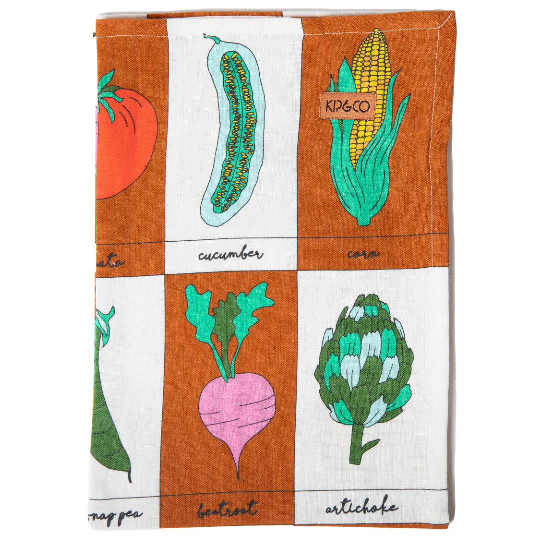 Vegie Box Linen Tea Towel