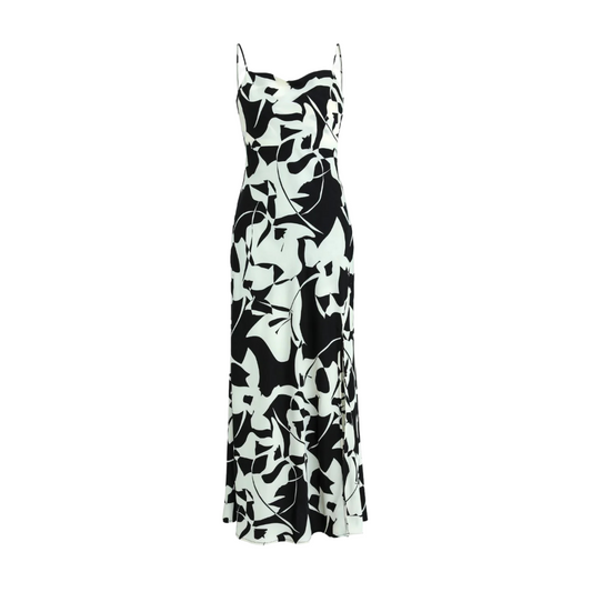 Showstopper Black White Satin Strappy Bias Slip Dress