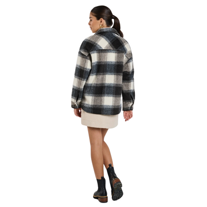 Mindful Charcoal Check Oversized Shacket
