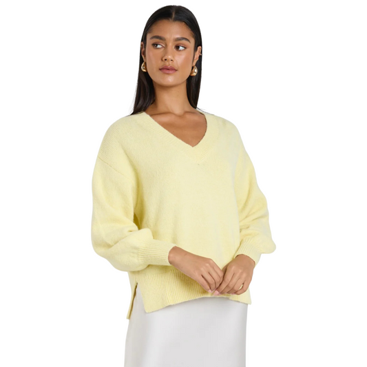 Harvest Butter V Neck Knit Jumper