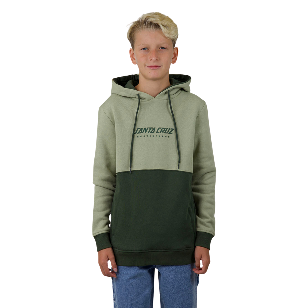 Solid Strip Front Contrast Hoody - Light Green