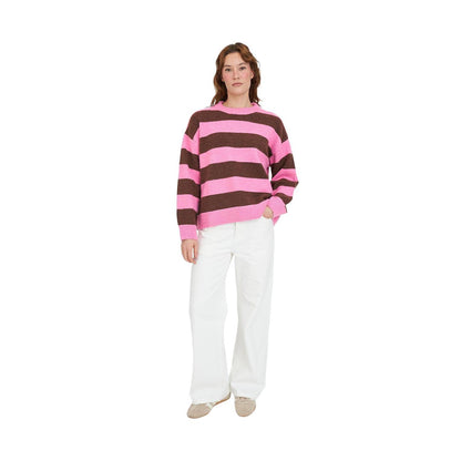 Kenzie Knit Crew Petal/Chestnut