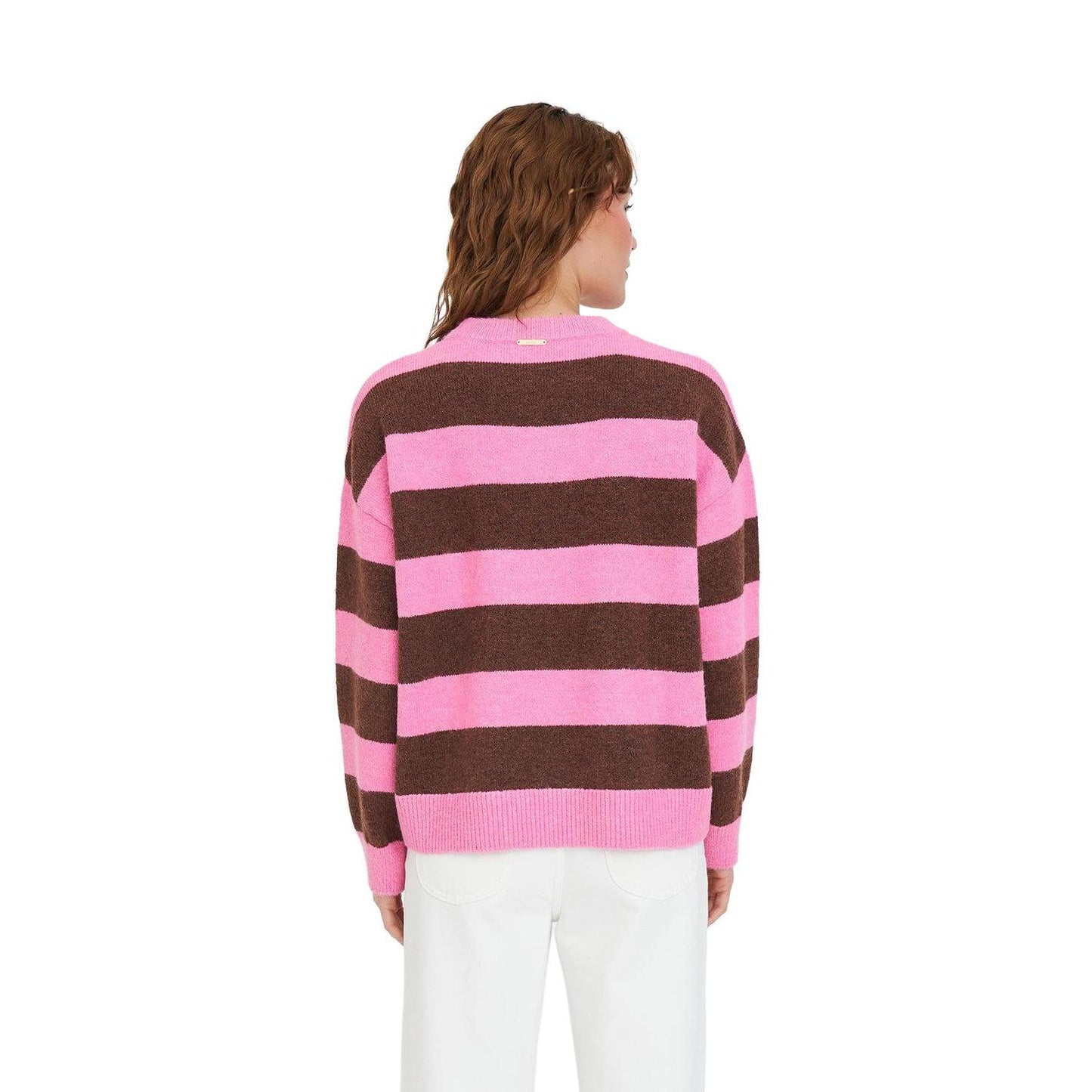Kenzie Knit Crew Petal/Chestnut