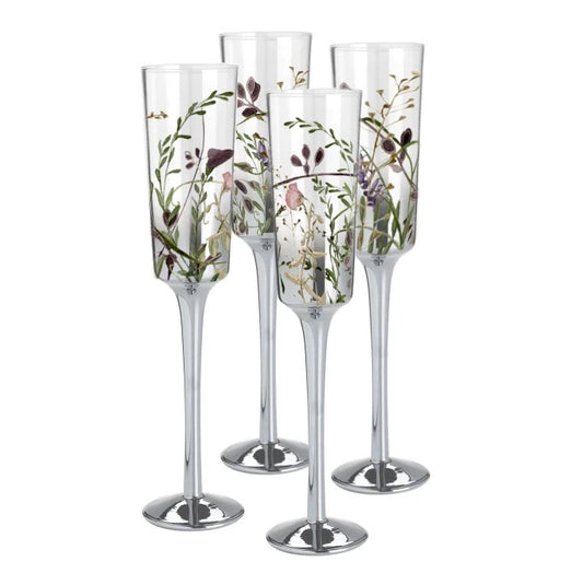 Wildflower Champagne Flutes - Set of 4