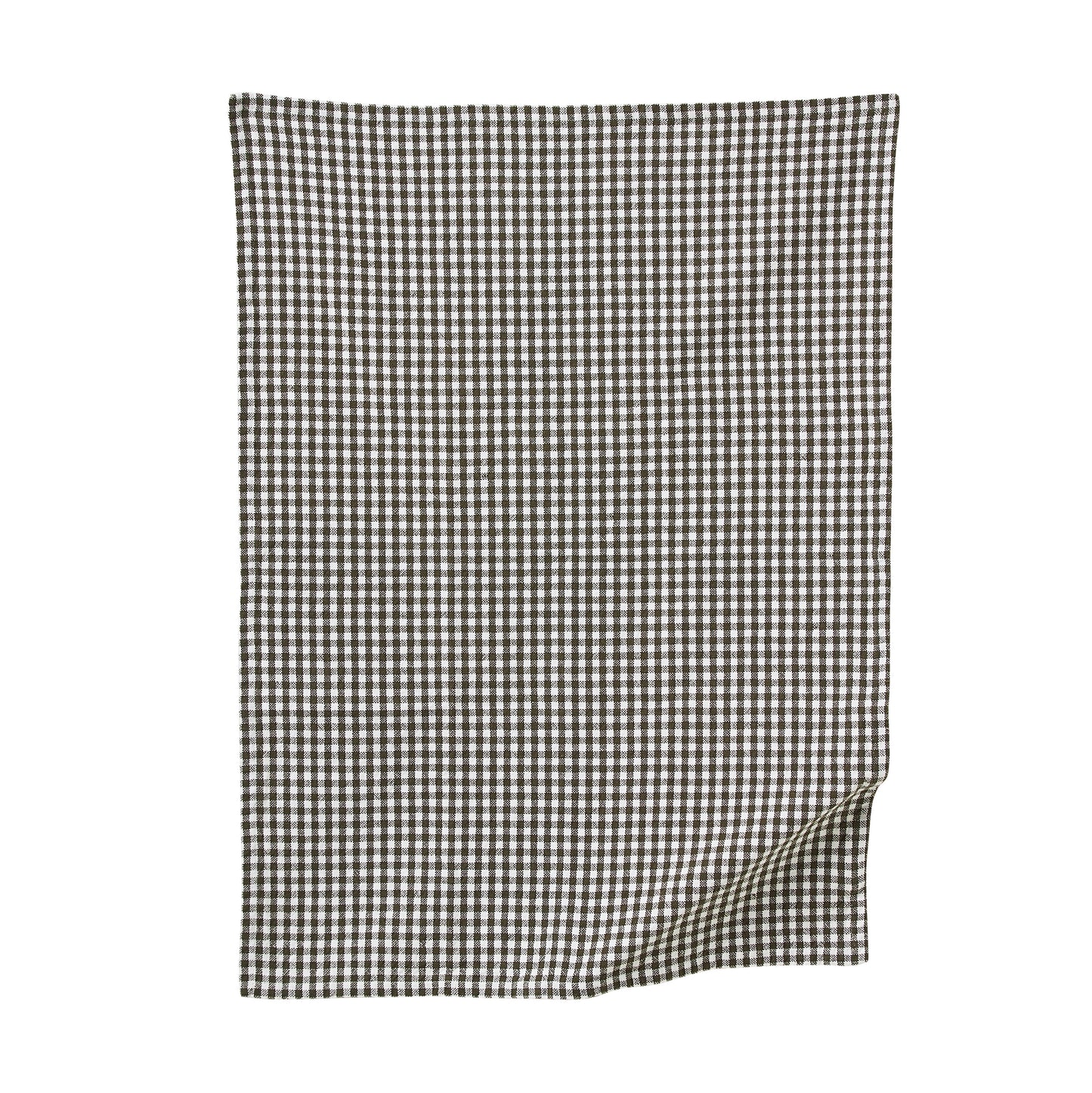 Gingham Washed Cotton Tea Towel - Olive