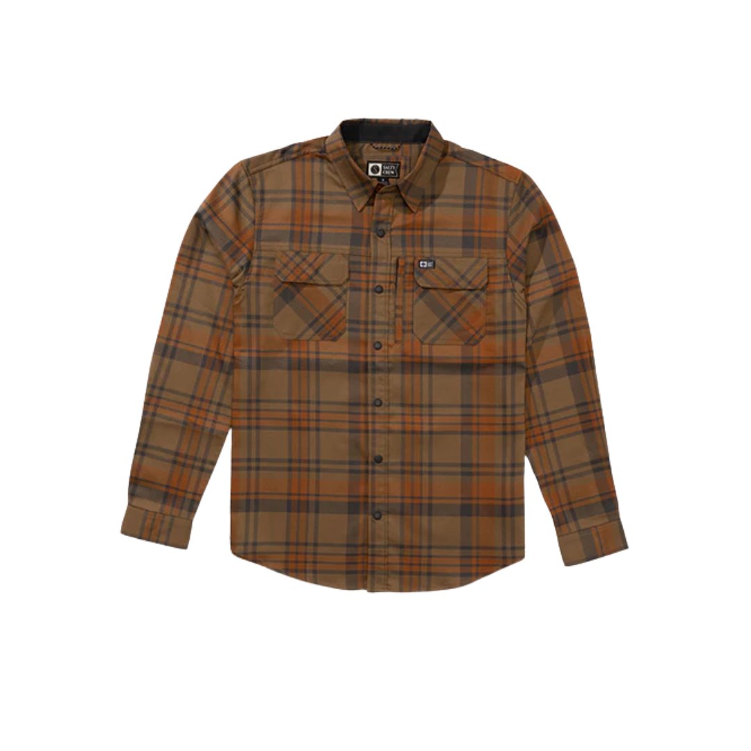 Fathom Long Sleeve Tech Flannel Shirt - Dark Brown