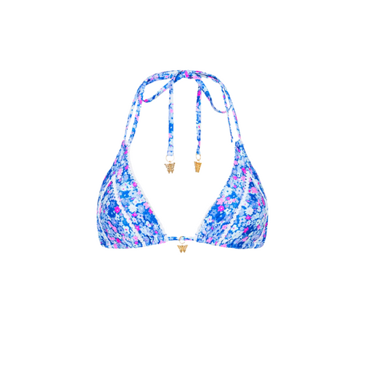 Decorative Panel Halter Bikini Top - Purple Pearls