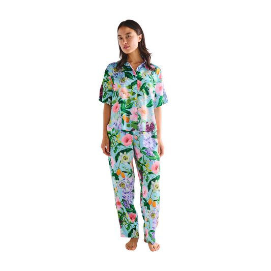 Spring In The Air Adult Eco Satin Short Sleeve Shirt & Pant Pyjama Set