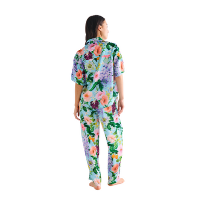 Spring In The Air Adult Eco Satin Short Sleeve Shirt & Pant Pyjama Set