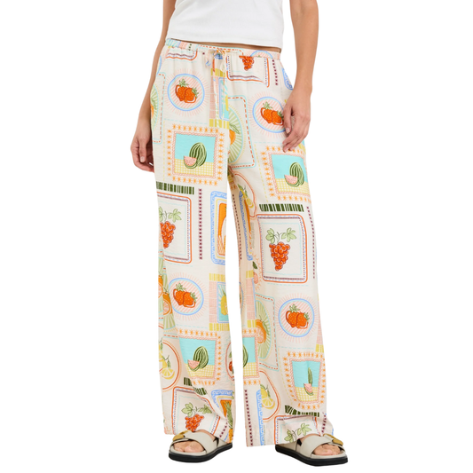 Travel Tropical Postcard Wide Leg Pull On Pants