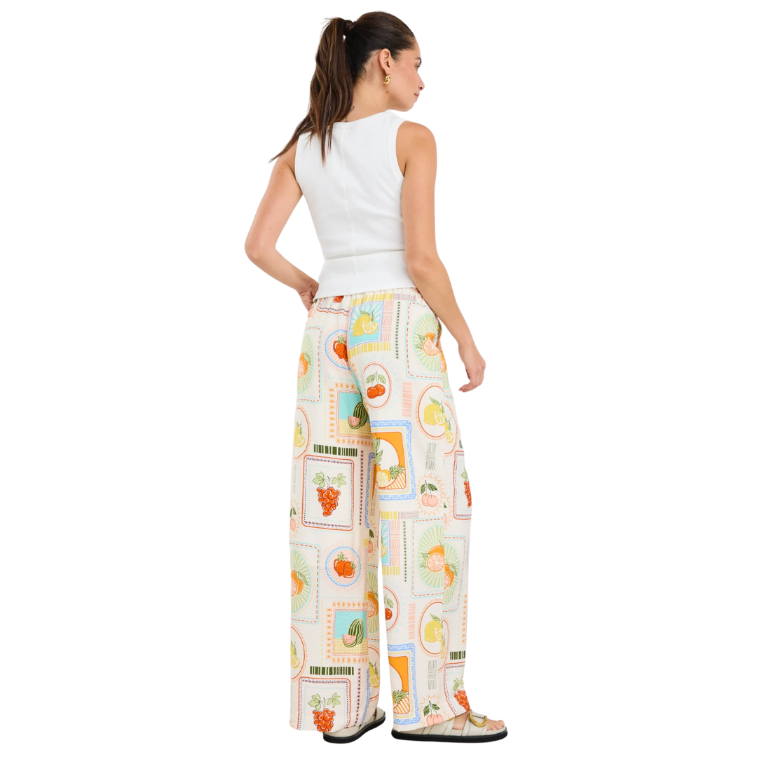 Travel Tropical Postcard Wide Leg Pull On Pants
