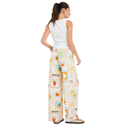 Travel Tropical Postcard Wide Leg Pull On Pants
