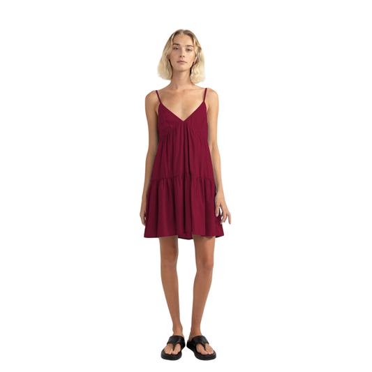 Classic Tiered Mini Dress - Sangria
