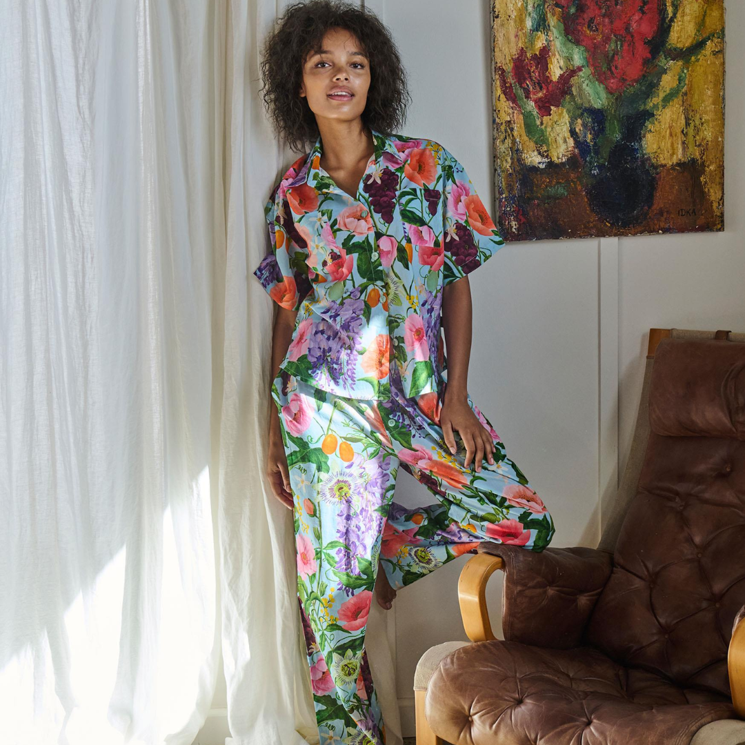 Spring In The Air Adult Organic Cotton Short Sleeve Shirt & Pant Pyjama Set