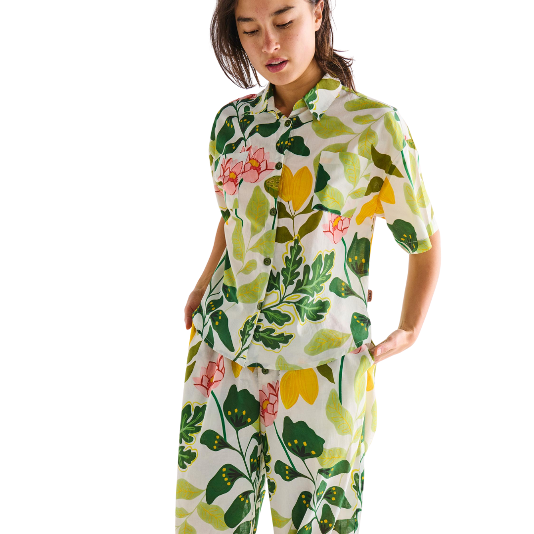 Wander Adult Organic Cotton Short Sleeve Shirt & Pant Pyjama