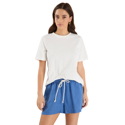 Drift Cornflower Blue Linen Pull On Shorts