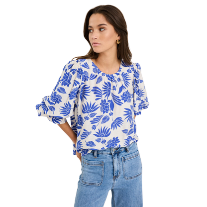 Justify Blue Lotus SS Blouson Sleeve Top
