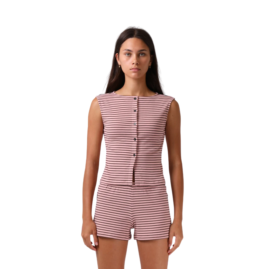 Ribbed Shorty Short - Pink Stripe