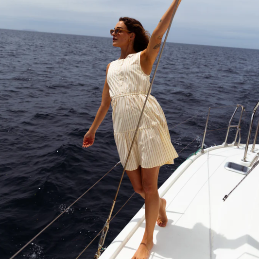 Smock Mini Dress - Cream Stripe