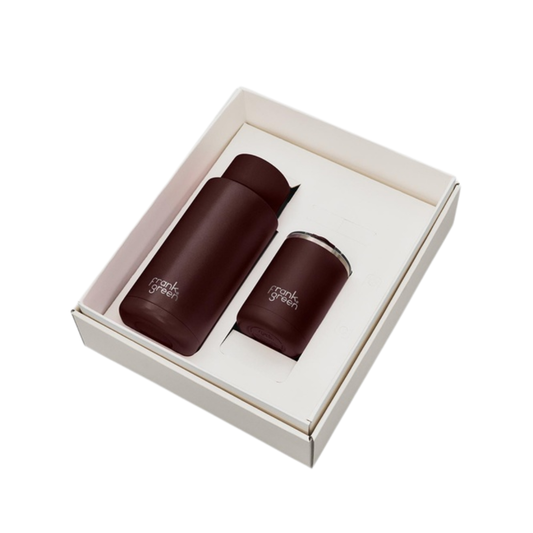 Frank green Gift Set Hinge Edition - Large chocolate  12oz Ceramic Coffee Cup & 34oz
