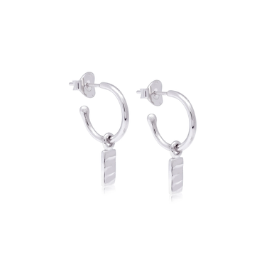 Isla Rectangle Charm Hoop Earings - Silver