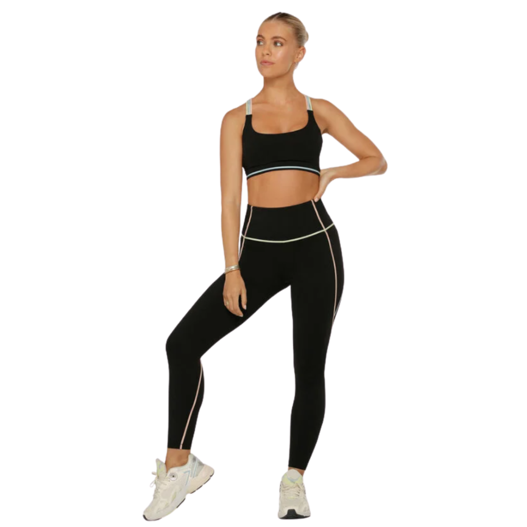 Pastel Glow Recycled No Chafe Ankle Biter Leggings - Black