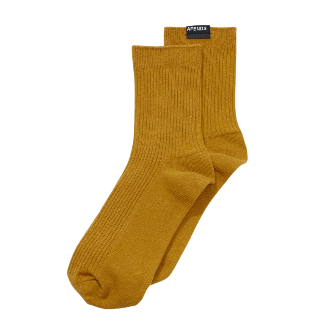 The Essential Hemp Ribbed Crew Socks - Mustard