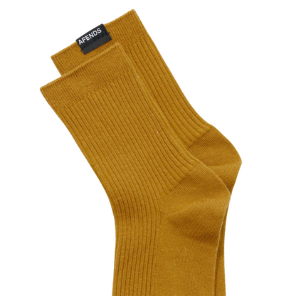The Essential Hemp Ribbed Crew Socks - Mustard