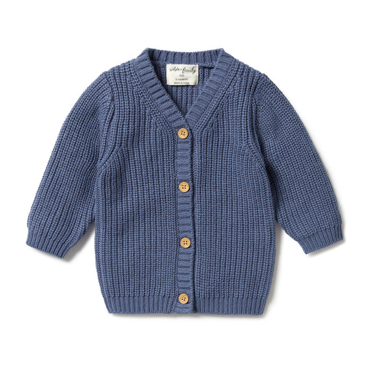 Knitted Button Cardigan - Blue Depths